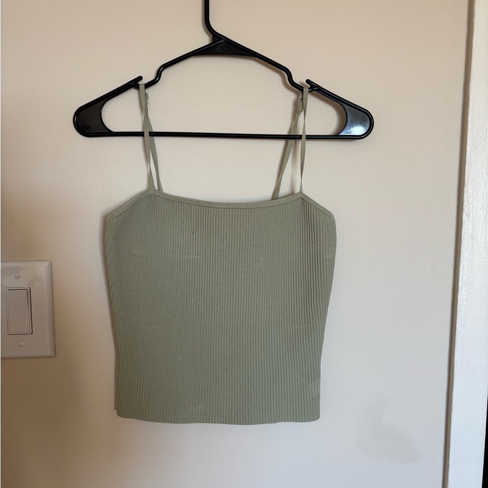 Aritzia Babaton Sculpt Knit Sage Green Top